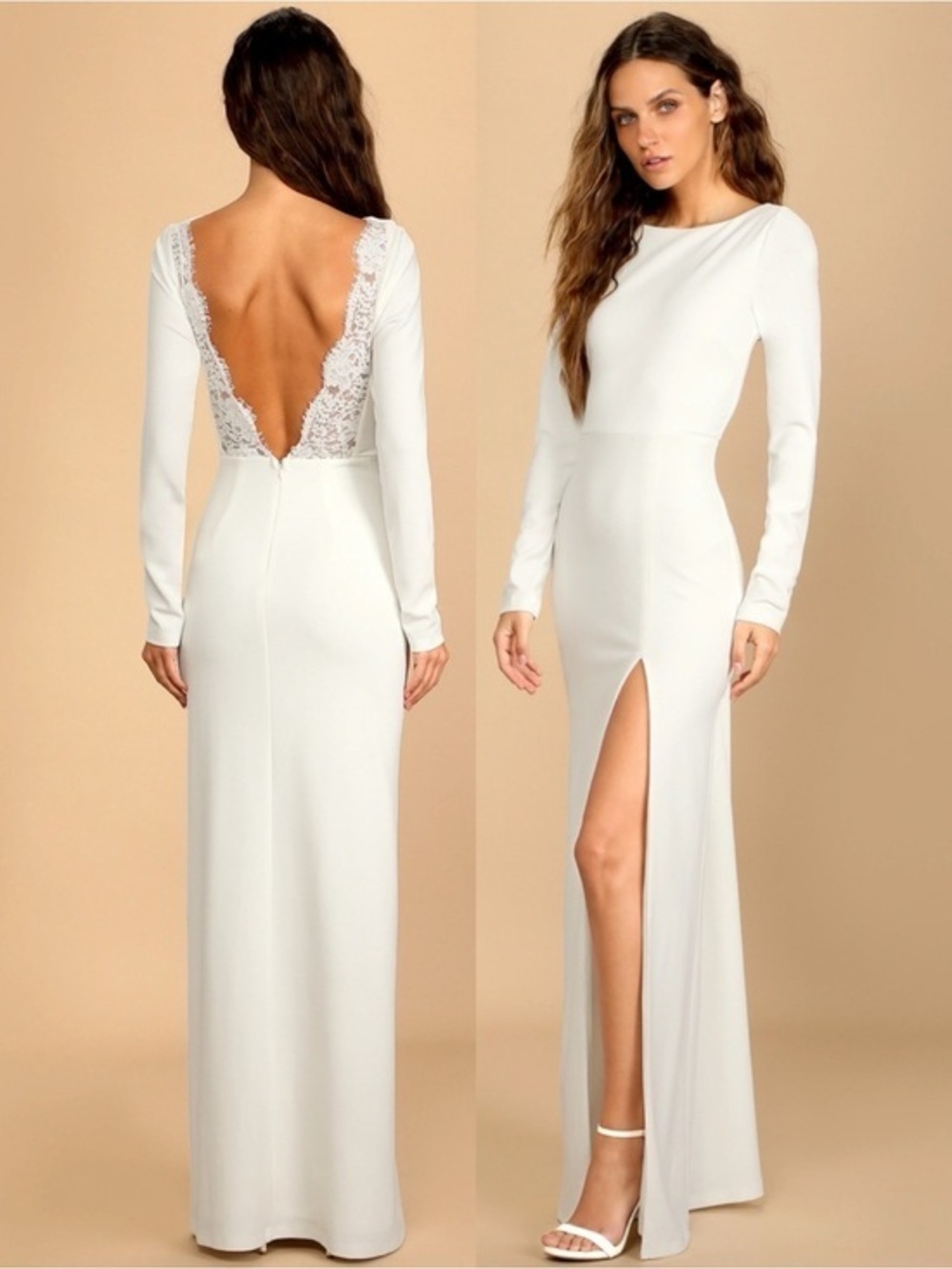 NWT Lulu’s Romantic Moments White Lace Long Sleeve Maxi Wedding Dress Large & 2X
